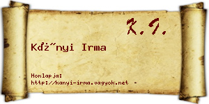 Kányi Irma névjegykártya